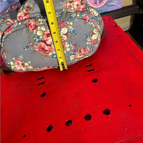 Floral Canvas Backpack / Diaper bag with Brown Trim - Picture 11 of 13